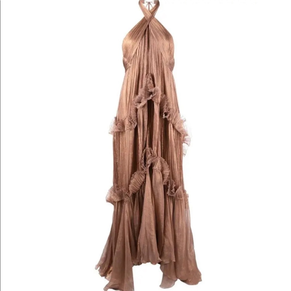 Maria Lucia Hohan Zadie Bronze-toned 100% Silk Dress